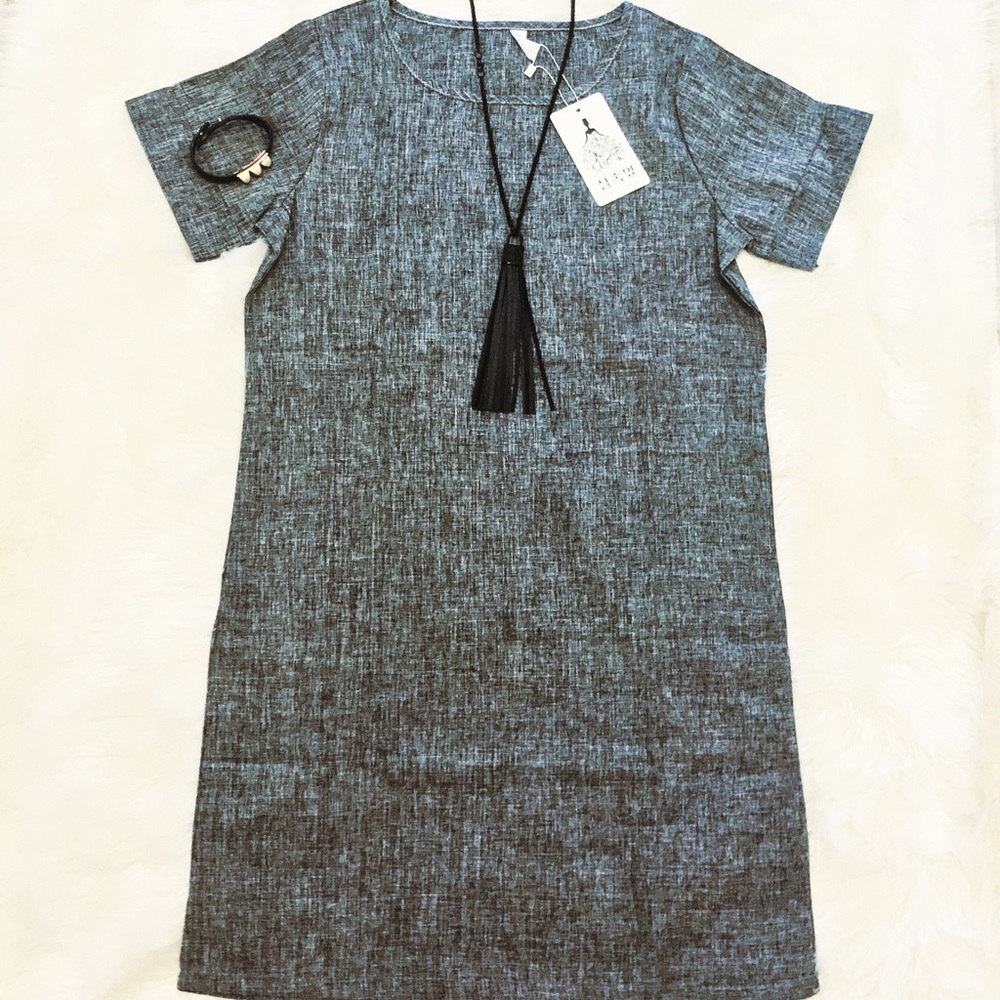 ♦️FINAL REDUCTION Shoba Linen Shift Dress, Gray